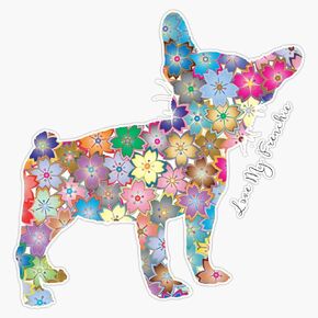 EB Store Love My Frenchie - French Bulldog Flower Silhouette Vinyl Waterproof Sticker Decal Car Laptop Wall Window Bumper Sticker 5', (EBSTORE-STICKERS-1103)
