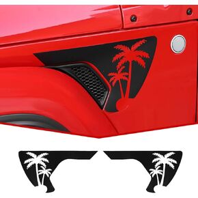 JeCar Side Fender Vent Decals Coconut Trees Vinyl Stickers Fit for Jeep Wrangler 2018-2025 JL JLU & 2020-2025 Gladiator JT, 1 Pair