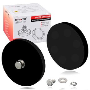 MUTUACTOR 2pcs Super Powerful Neodymium Round Magnet,Non-Slip Rubber Coated Magnetic Base with M6 Female Hole,Strong Magnetic Mount Rare Earth Magnets for LED Working Lights Camera Ptz Equipment Base
