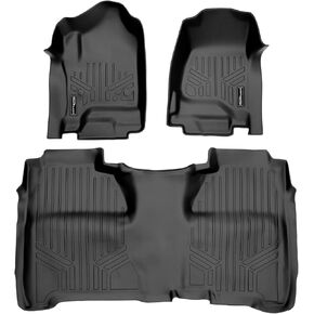 MAXLINER Custom Fit Floor Mats 2 Row Liner Set Black Compatible with Crew Cab 2014-2018 Silverado/Sierra 1500-2015-2019 2500/3500 HD