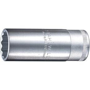 Stahlwille 03420054 Extra Deep Bi-Hex Socket, 1/2" (12.5 mm), Size 1-3/16", High-Performance Steel with Chrome Plating, Anti-Slip Drive Profile, Thin-Walled for Confined Spaces, Made in Germany