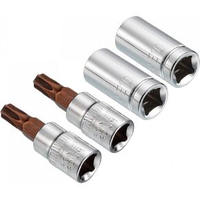 uxcell 1/4-inch Drive E10 External Torx Shallow Socket and T30 Torx Bit Socket