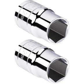 2PCS 13mm Shallow Socket, 1/2 Inch Drive, 6-Point, Metric, Heat Treated CR-V Steel Short Sockets, Full Polishing, 1.5 Inch Length