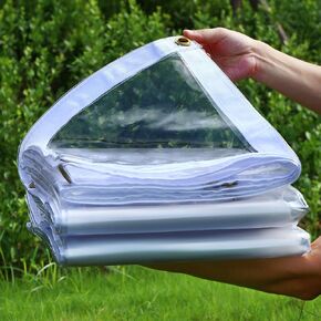 6'x8' 22Mil Ultra Heavy Duty Clear Vinyl PVC Waterproof Tarps,Tear Resistant Soft Glass Tarp Transparent Tarpaulin with Grommets,Cover for Plant Greenhouse Balcony Garden Pet Hutch Roof