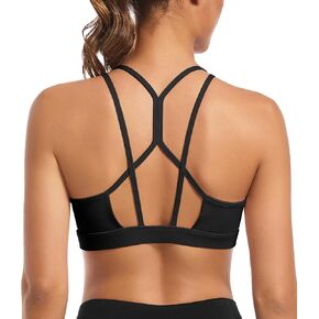 Comper Sports Bra for Women Racerback Workout Bras Sexy Criss Cross Thin Straps Yoga Bras with Removable Pads for Fitness