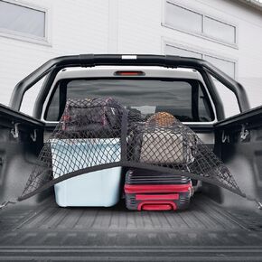 Kaskawise Highly Elastic Cargo Net for Trucks,4'x4' Stretches to 7'x7' Truck Bed Organizer for Daily Light Loads,Camping,and Trip Luggage | Compatible with Pickup Trucks,Ford,Chevrolet,Dodge