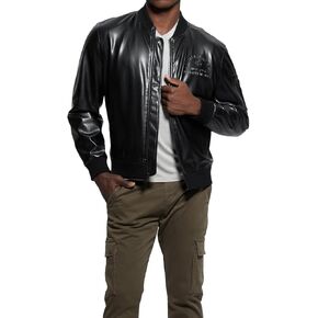 GUESS Men's District Faux Leather Bomber