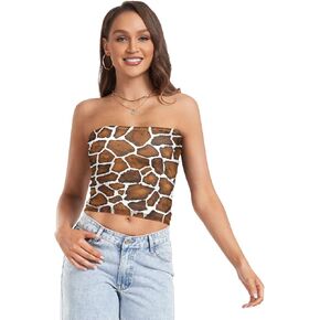 J JOYSAY Giraffe Skin Womens Bandeau Bra Strapless Tube Crop Top Cute Bustier Top