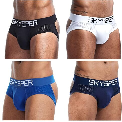 SKYSPER Men's Jockstrap Breathable Mesh 2pcs 3pcs 4pcs Jock Strap Male Underwear, Athletic Supporters for Men in Kuwait
