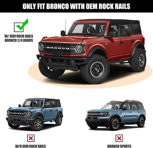 Drop Side Steps Comaptible with Ford Bronco 4 Door 2021-2024, Steps Add on OEM Rock Rails Running Boards Replacement Drop Steps for Bronco, Exterior Accessories for Ford Bronco in Kuwait