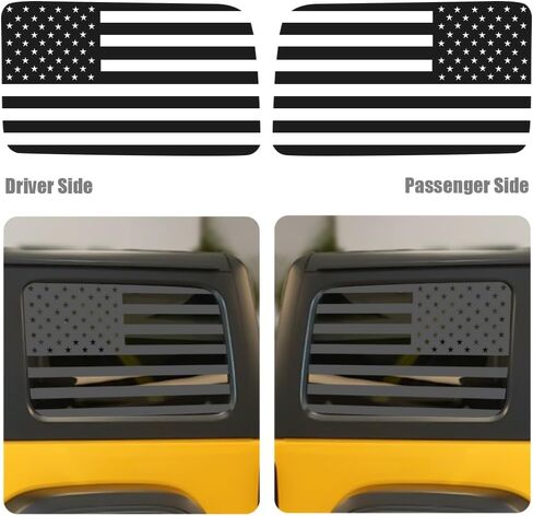 Rear Window American Flag Decals,USA Flag Decal for Jeep Wrangler JL JLU 2018-2024,Precut Back Side Window Glass USA Flag Vinyl Sticker,Exterior SUV Decal(4 Door,18-24) in Kuwait