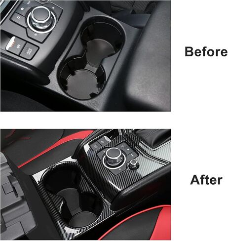 Compatible with Mazda CX-5 2025 2024 2023 2022 2021 2020 2019 2018 2017 Car Center Console Cover Trim Armrest Gear Panel Cup Holder Frame -ABS Carbon Fiber Style in Kuwait