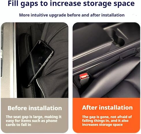 2 PCS New Car Seat Gap Filler, Car Organizers and Storage, Car Seat Accessories, Used for Storing Mobile Phones, Wallets, Keys, to Prevent Items from Falling Into The Seat Gap（Black） in Saudi Arabia