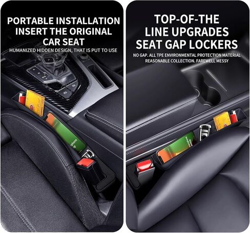 2 PCS New Car Seat Gap Filler, Car Organizers and Storage, Car Seat Accessories, Used for Storing Mobile Phones, Wallets, Keys, to Prevent Items from Falling Into The Seat Gap（Black） in Saudi Arabia
