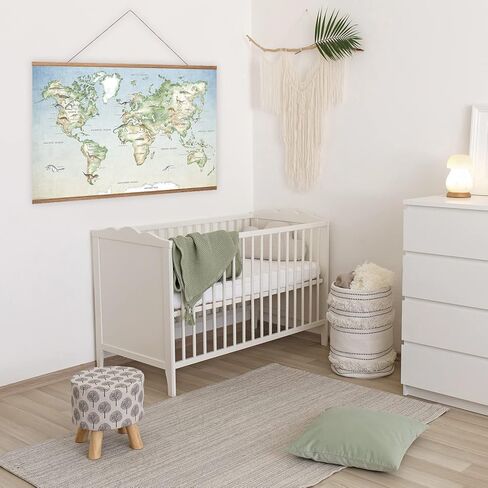 ملصق عالم الديناصورات من Lenny's World مقاس 36 × 24 بوصة - لوحة فنية جدارية على قماش الكتان مع شماعة من خشب الساج - ملصقات تعليمية للفتيات وغرفة الأولاد - ديكور دينو ملون لغرفة نوم الأطفال والفصول الدراسية in Kuwait