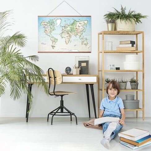 ملصق عالم الديناصورات من Lenny's World مقاس 36 × 24 بوصة - لوحة فنية جدارية على قماش الكتان مع شماعة من خشب الساج - ملصقات تعليمية للفتيات وغرفة الأولاد - ديكور دينو ملون لغرفة نوم الأطفال والفصول الدراسية in Kuwait