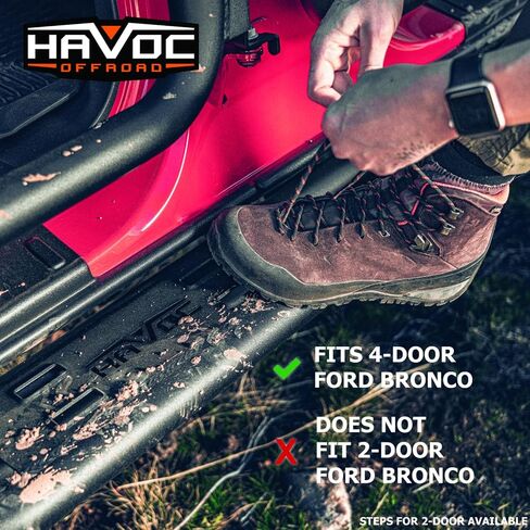 Havoc Offroad TrailCrawler Steps | Pair, Steel, Black | HFB-06-002 | Fits 2021-2024 Ford Bronco 4-Door in Saudi Arabia