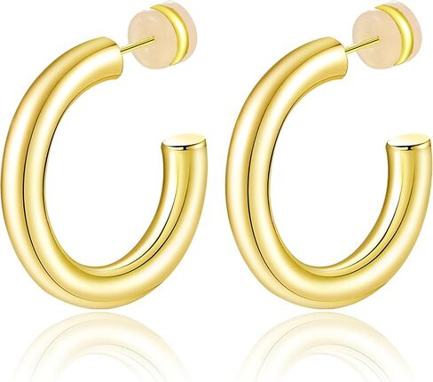 Earrings for Women PreMini Gold Hoop Earrings 24K Gold Plated Chunky Open Hoops for Women Stylish Gold Earrings in Saudi Arabia