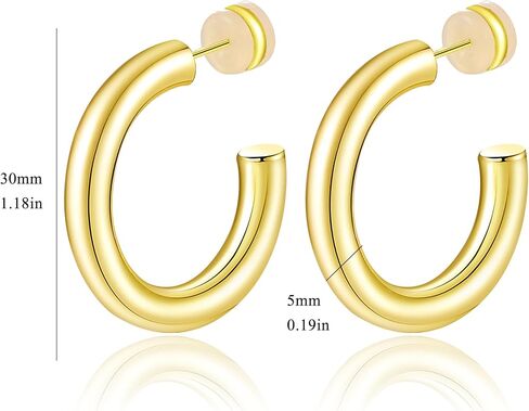 Earrings for Women PreMini Gold Hoop Earrings 24K Gold Plated Chunky Open Hoops for Women Stylish Gold Earrings in Saudi Arabia