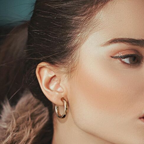 Earrings for Women PreMini Gold Hoop Earrings 24K Gold Plated Chunky Open Hoops for Women Stylish Gold Earrings in Saudi Arabia