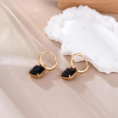 XUPING Small Huggie Earrings Dangle Crystal Hoop Earrings 14k Gold Plated Hypoallergenic Earrings in Saudi Arabia