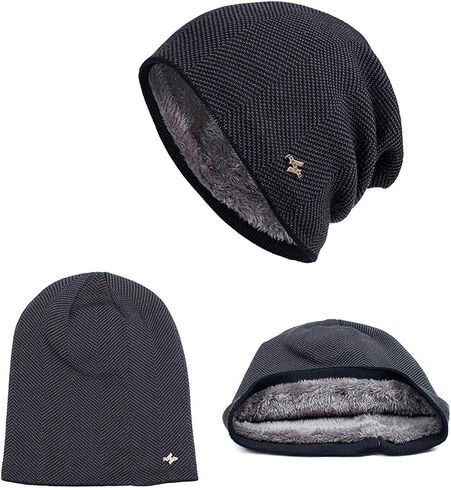 Slouchy Beanie for Men Winter Hats for Guys Cool Beanies Mens Feelce Lined Knit Warm Thick Skully Binie Hat in Saudi Arabia