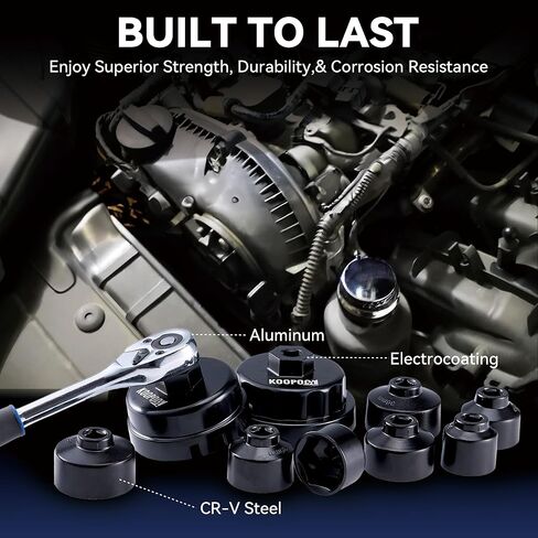 مجموعة مقابس فلتر الزيت، 7 قطع لإزالة غطاء فلتر الزيت ومجموعة أدوات التثبيت، تتضمن 24 مم، 27 مم، 29 مم، 30 مم، 32 مم، 36 مم، 38 مم، متوافقة مع مرسيدس بنز، وفولكس فاجن، وبي إم دبليو، والمزيد in Kuwait