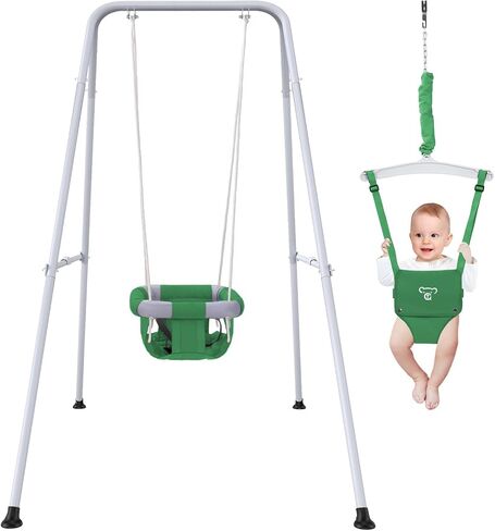 2 in 1 Baby Jumper with Swing, Baby Swing Indoor and Outdoor Use, Baby Jumpers and Bouncers, Toddler Swing with Foldable Stand in Saudi Arabia
