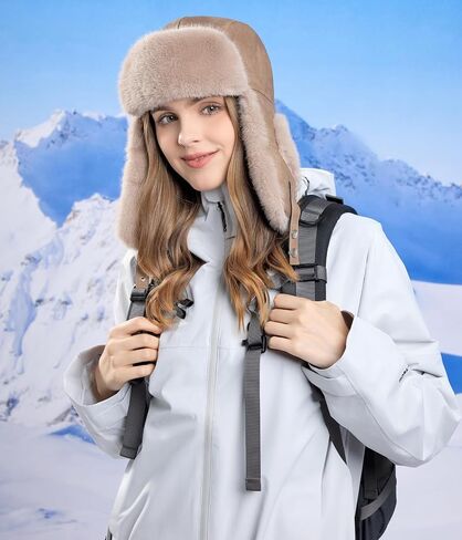 HUAMULAN Winter Trapper Hats Ushanka Trooper Unisex Hunting Hat Outdoor Ski Snow Windproof Cap Ear Flaps in Kuwait
