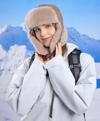 HUAMULAN Winter Trapper Hats Ushanka Trooper Unisex Hunting Hat Outdoor Ski Snow Windproof Cap Ear Flaps in Kuwait