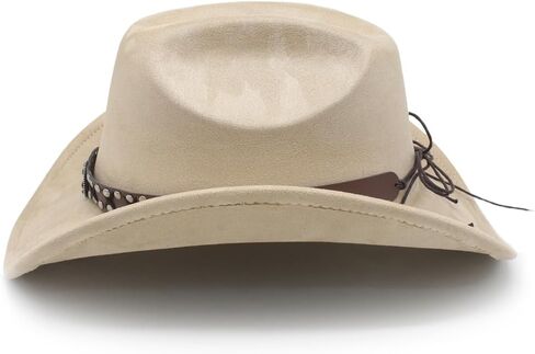 Cowboy Hat for Women Men Wide Brim Western Cowgirl Hat Roll up Brim with Belt Buckle Classic Suede Country Cowboy Hat in Saudi Arabia