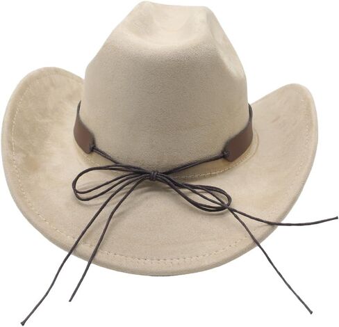 Cowboy Hat for Women Men Wide Brim Western Cowgirl Hat Roll up Brim with Belt Buckle Classic Suede Country Cowboy Hat in Saudi Arabia