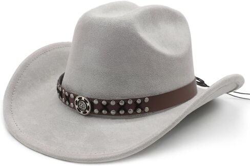 Cowboy Hat for Women Men Wide Brim Western Cowgirl Hat Roll up Brim with Belt Buckle Classic Suede Country Cowboy Hat in Saudi Arabia