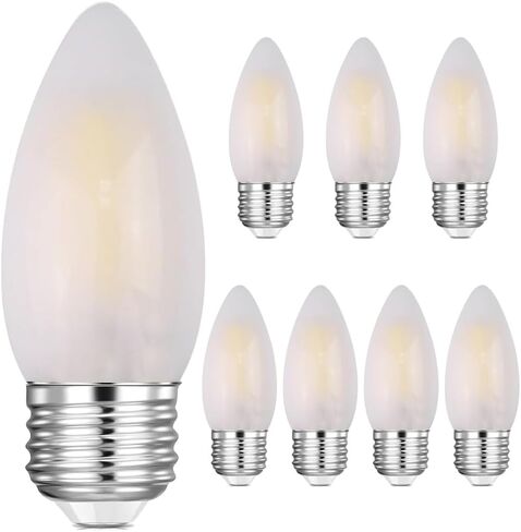 E26 Candelabra Light Bulbs Frosted Chandelier Light Bulbs 25watt Equivalent 2700K Warm White B11 Torpedo Tip Dimmable 2W LED Decorative Candle Light Bulbs (6) in Saudi Arabia