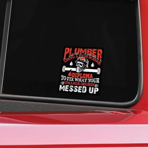 Funny Plumber Stickers - 10 Designs to Choose from - 5 Inch Waterproof Vinyl Decals for Cars, Toolboxes, Windows & More (Diploma) in Kuwait