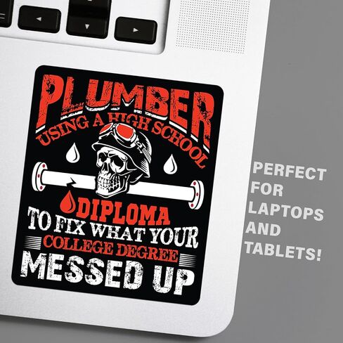 Funny Plumber Stickers - 10 Designs to Choose from - 5 Inch Waterproof Vinyl Decals for Cars, Toolboxes, Windows & More (Diploma) in Kuwait