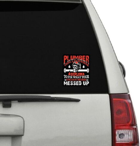 Funny Plumber Stickers - 10 Designs to Choose from - 5 Inch Waterproof Vinyl Decals for Cars, Toolboxes, Windows & More (Diploma) in Kuwait