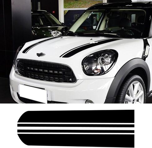 Hood Decal Bonnet Racing Stripes Engine Cover Vinyl Stickers for BMW Mini Cooper Countryman R60 2010-2016 (Gloss Black) in Saudi Arabia