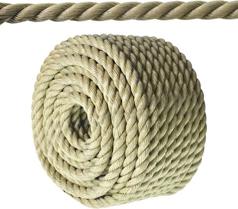 3/4 in 100 FT Twisted 3 Strand Synthetic Polypropylene Rope Artificial Manila Rope Suitable for Tree Work Camping Navigation Swing in Kuwait