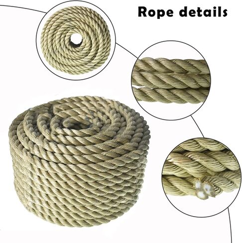 3/4 in 100 FT Twisted 3 Strand Synthetic Polypropylene Rope Artificial Manila Rope Suitable for Tree Work Camping Navigation Swing in Kuwait