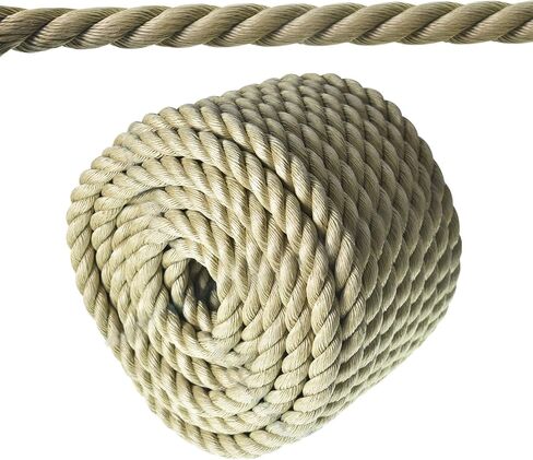 3/4 in 100 FT Twisted 3 Strand Synthetic Polypropylene Rope Artificial Manila Rope Suitable for Tree Work Camping Navigation Swing in Kuwait