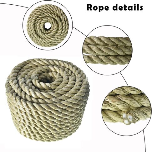 3/4 in 100 FT Twisted 3 Strand Synthetic Polypropylene Rope Artificial Manila Rope Suitable for Tree Work Camping Navigation Swing in Kuwait