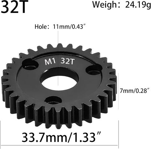 M1 Spur Gear 1.0 Metric Pitch 34-Tooth, 30T 32T 34T 36T 38T 40T 42T 44T 46T 48T 50T 52T Spur Gear Mod 1 for TRAXXAS Slayer Pro 4X4 Revo 3.3 ARRMA HPI HOBAO LOSI, Hardened Steel Upgrade Part Gear (34T) in Kuwait