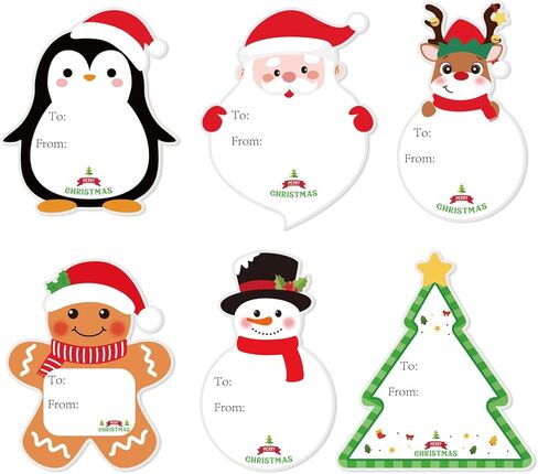 Christmas Gift Tags Stickers, 96Pcs Christmas Gift Labels Stickers, Self-Adhesive Christmas Name Tags for Xmas Gifts Wrap Presents Boxes Decoration, 2 x 3 Inch, Santa Claus Gift Stickers Labels in Kuwait