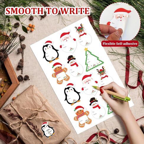 Christmas Gift Tags Stickers, 96Pcs Christmas Gift Labels Stickers, Self-Adhesive Christmas Name Tags for Xmas Gifts Wrap Presents Boxes Decoration, 2 x 3 Inch, Santa Claus Gift Stickers Labels in Kuwait