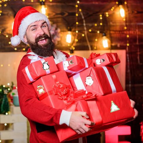 Christmas Gift Tags Stickers, 96Pcs Christmas Gift Labels Stickers, Self-Adhesive Christmas Name Tags for Xmas Gifts Wrap Presents Boxes Decoration, 2 x 3 Inch, Santa Claus Gift Stickers Labels in Kuwait