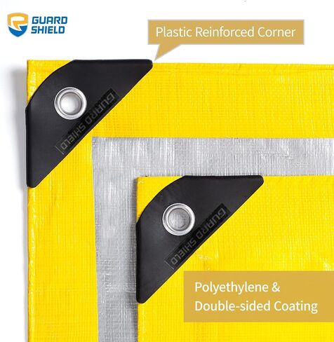 GUARD SHIELD Yellow/Silver Tarp Waterproof 10x10 Feet Heavy Duty Tarps Cover High Visibility Tarpaulin Outdoor 10mil in Saudi Arabia