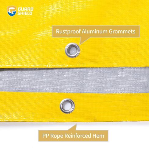 GUARD SHIELD Yellow/Silver Tarp Waterproof 10x10 Feet Heavy Duty Tarps Cover High Visibility Tarpaulin Outdoor 10mil in Saudi Arabia