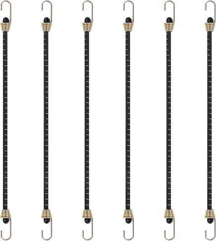 6 Pack 12 Inch Black Bungee Cords, Bungee Cords with Hooks, Heavy Duty Short Elastic Bungee Cords, Adjustable Bungee Cord for Luggage, Cargo, Tarps, Tents, Camping, Bike Rack, Roof Rack in Saudi Arabia