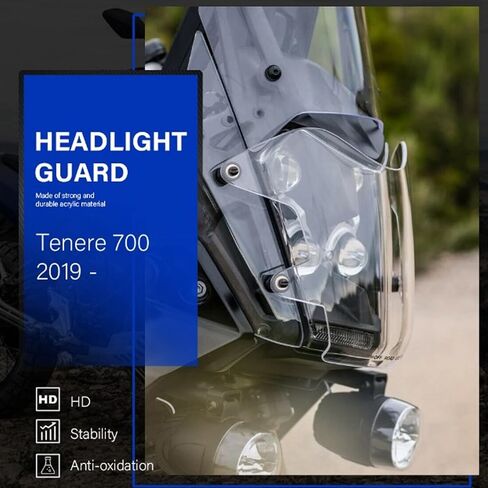 KIMISS Headlights Guards, Motorcycle Headlight Protector Guard Impact Resistant Smooth Surface Replacement For Tenere 700 2019‑2022 (Transparent) in Saudi Arabia